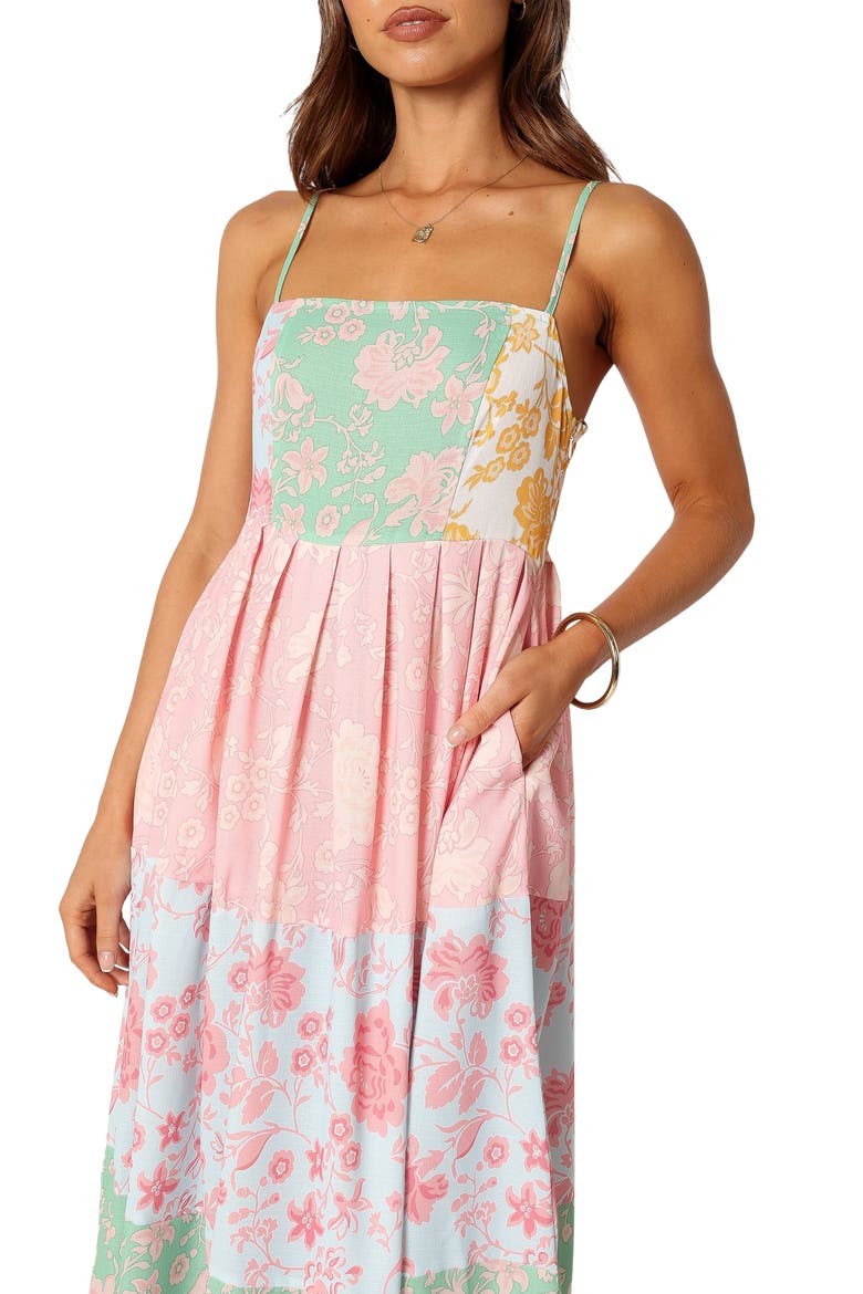Shelby Mixed Floral Midi Sundress, Alternate, color, GREEN MULTI