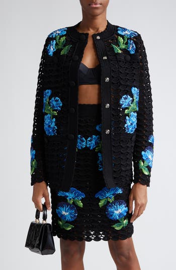 Dolce&Gabbana Bluebell Floral Embroidered Crochet Cardigan Dolce&Gabbana Bluebell Floral Embroidered Crochet Cardigan