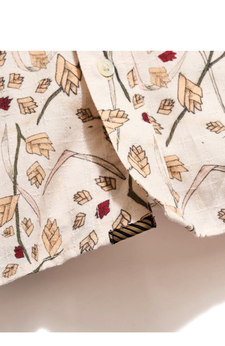 Billy Reid Textural Oat Short Sleeve Button-Up Shirt, Alternate, color, Tinted White