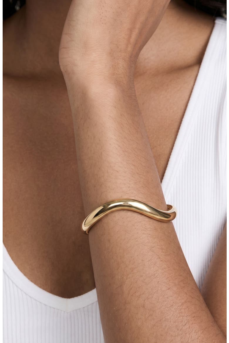 Squared Metal Bangle, Alternate, color, GOLD