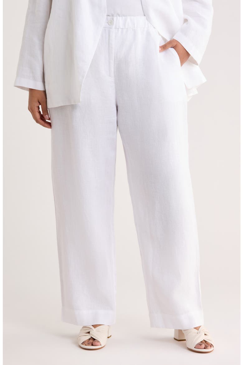 Straight Leg Linen Pants, Main, color, WHITE