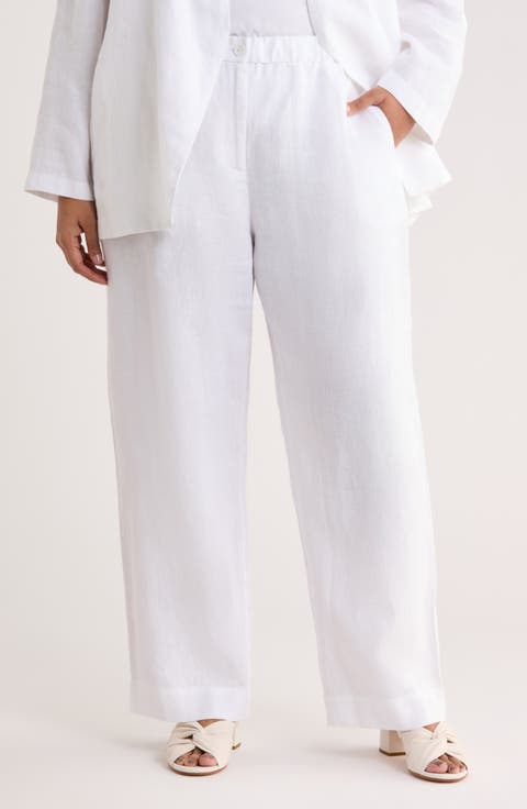 Straight Leg Linen Pants (Plus)