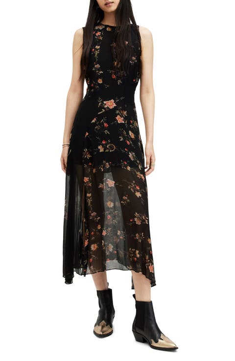 Jules Tanana Floral Chiffon Midi Dress