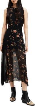 AllSaints Jules Tanana Floral Chiffon Midi Dress