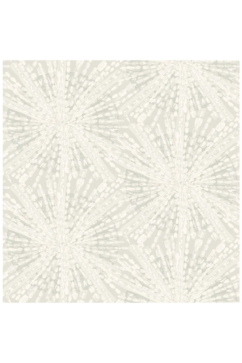 Silver Sunburst Peel & Stick Wallpaper, Main, color, GREY