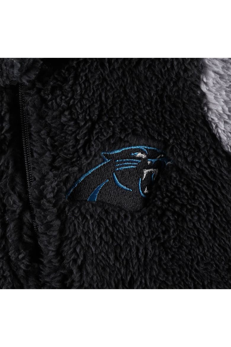 Newborn & Infant Black/Gray Carolina Panthers Game Nap Teddy Fleece Bunting Full-Zip Sleeper, Alternate, color, Black
