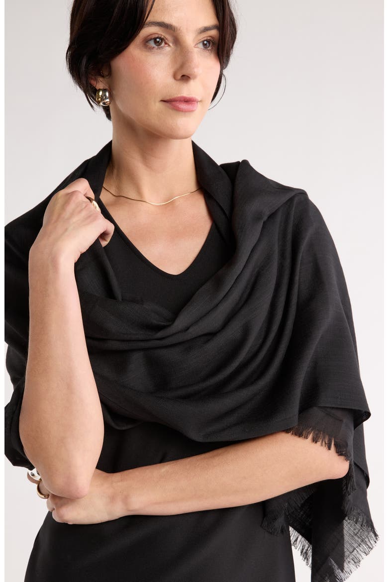 Eyelash Wrap Scarf, Alternate, color, BLACK
