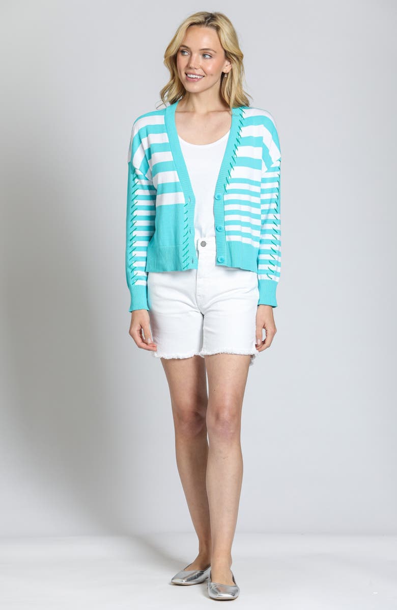 APNY Whipstitch Detail Stripe Cotton Cardigan, Alternate, color, 