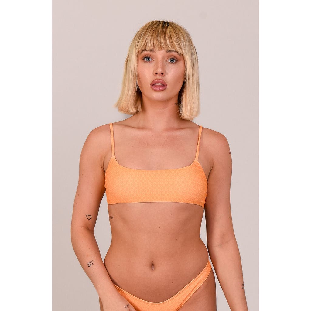 Oosc Tangerine Squeeze Lace Up Crop Bikini Top