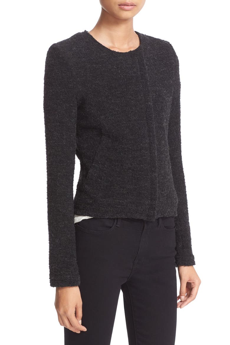 Asymmetrical Zip Knit Jacket, Alternate, color, DARK GREY