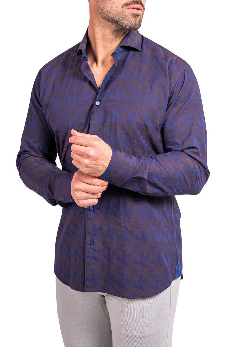 Einstein Ascension Contemporary Fit Button-Up Shirt, Alternate, color, BLUE