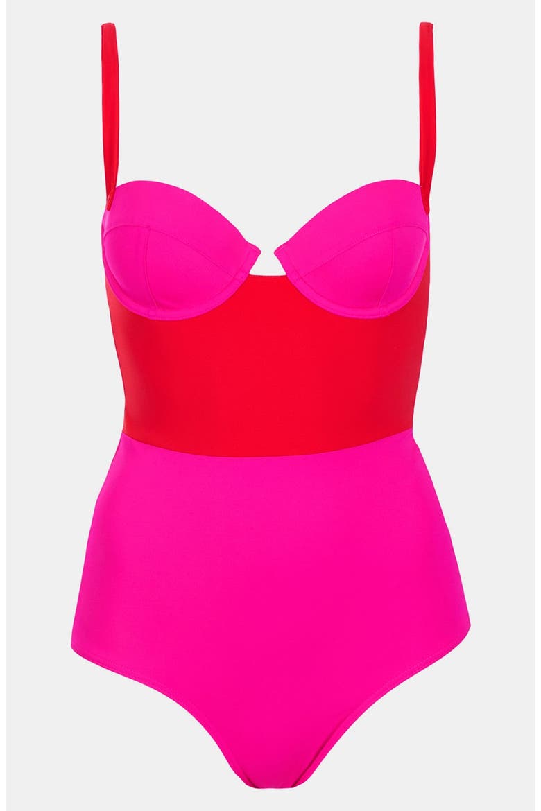 Colorblock One Piece Swimsuit, Main, color, RED
