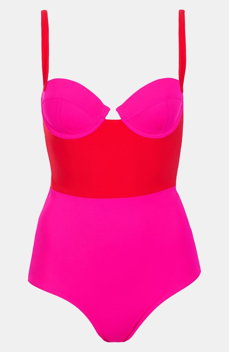 Topshop Colorblock One Piece Swimsuit, Main, color, 