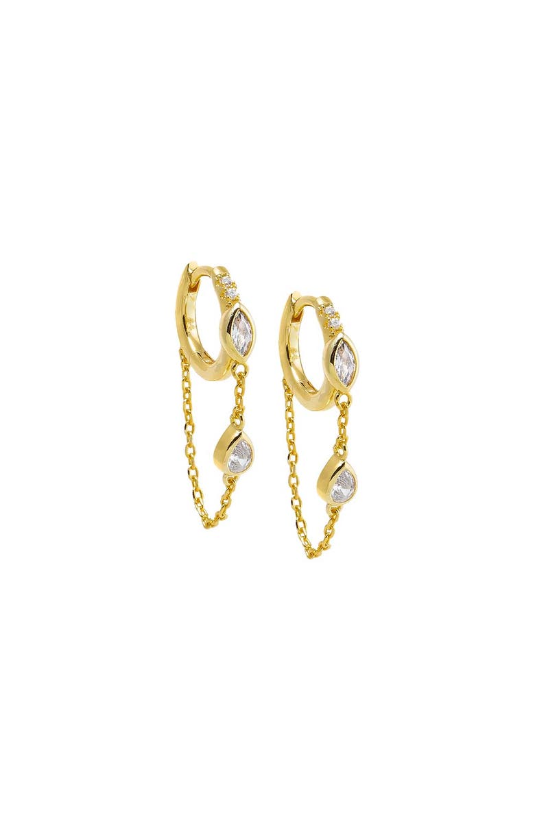 BY ADINA EDEN CZ Marquise Bezel Drop Chain Huggie Earring, Main, color, 