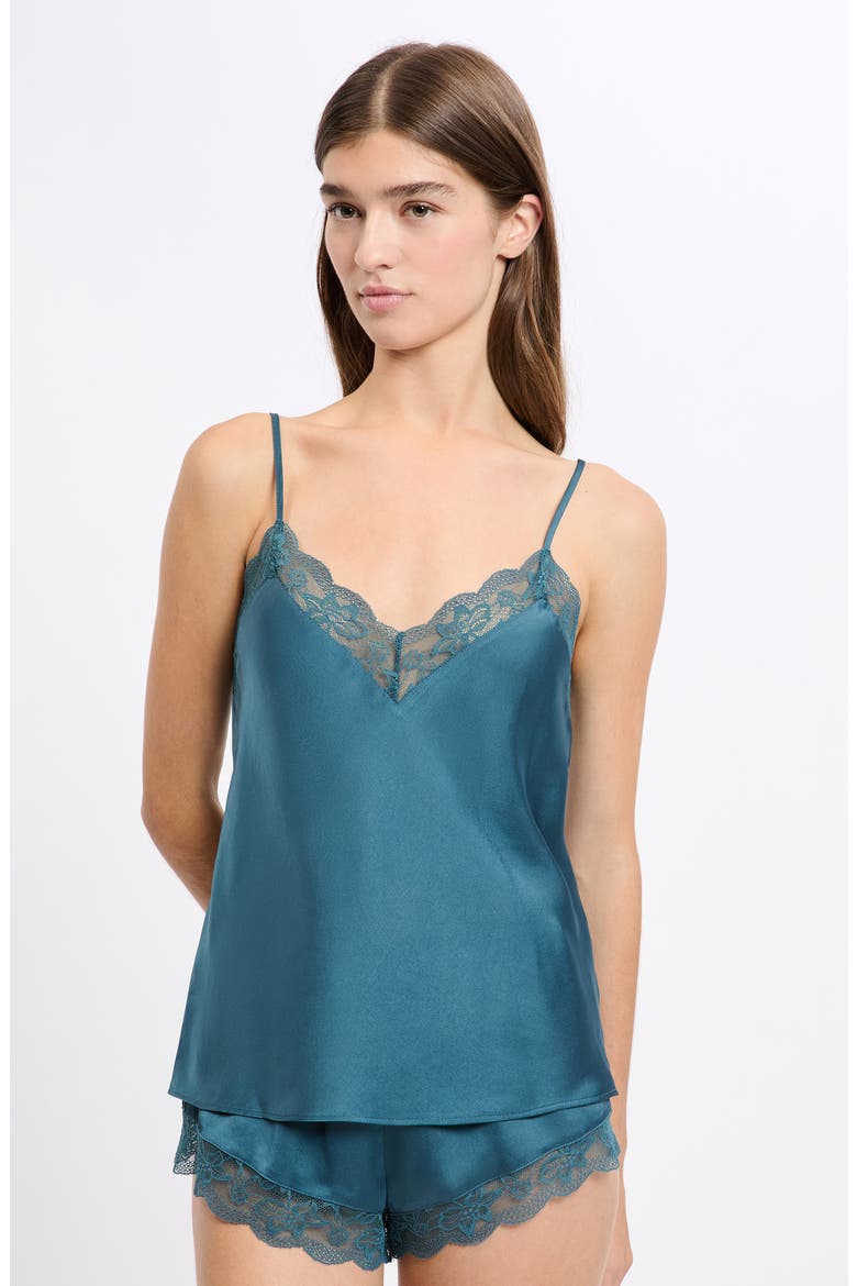 Desire Lace Trim Camisole, Alternate, color, PETROL BLUE