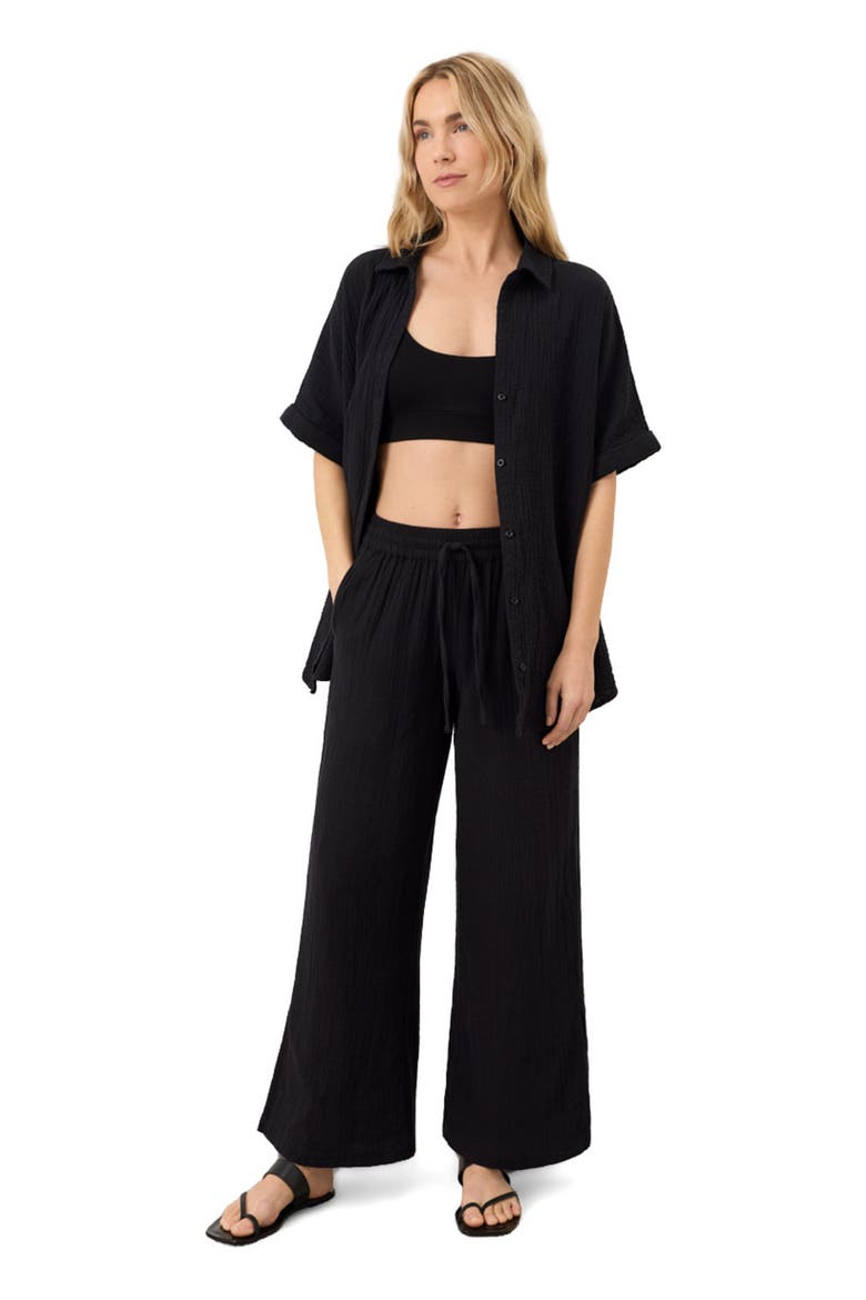 Organic Cotton Coastal Double Gauze Pants, Main, color, Jet Black