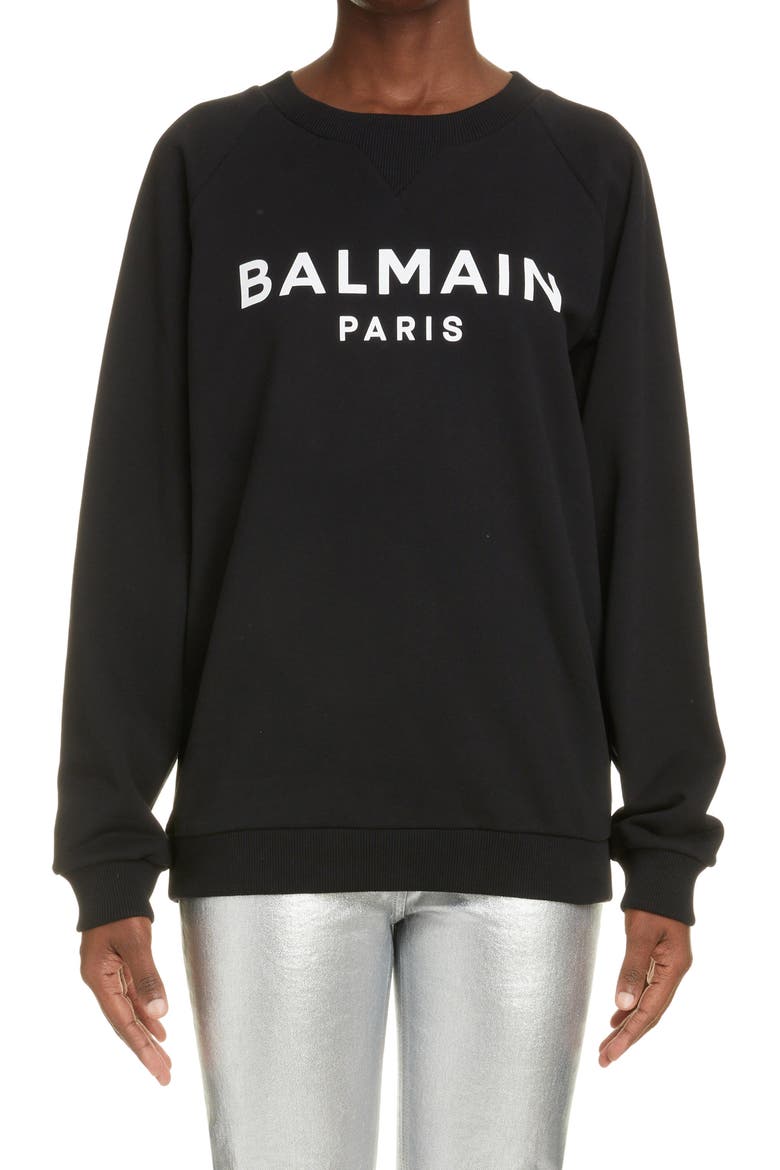 Logo Graphic Sweatshirt, Main, color, NOIR/ BLANC