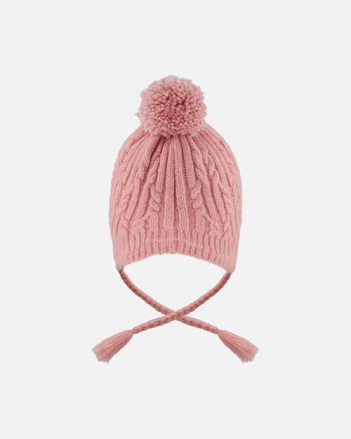 Deux Par Deux Lined Winter Hat With Pompom In Pink