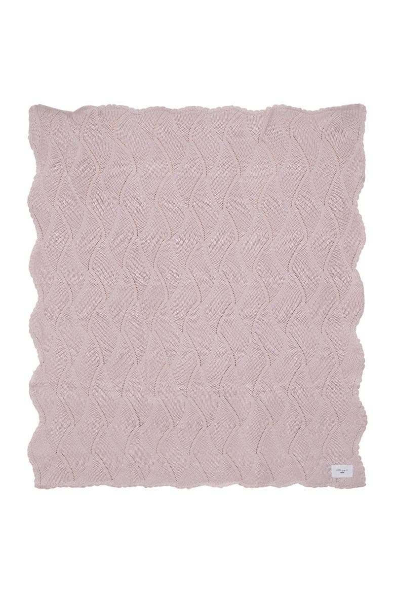 Girl Chunky Textured Scallop Edge Blanket Knit Throw, Main, color, Primrose