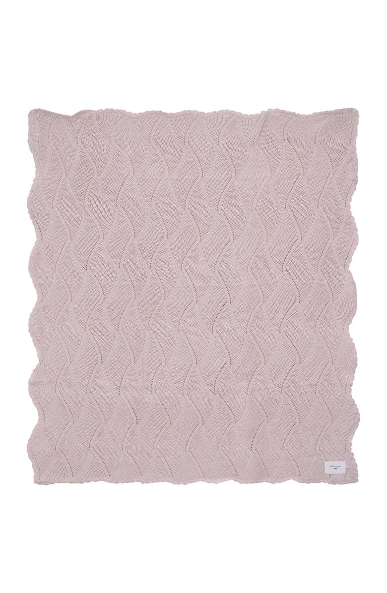Little Fragile Girl Chunky Textured Scallop Edge Blanket Knit Throw, Main, color, Primrose