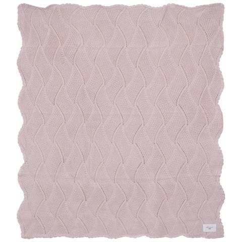 Girl Chunky Textured Scallop Edge Blanket Knit Throw (Baby)