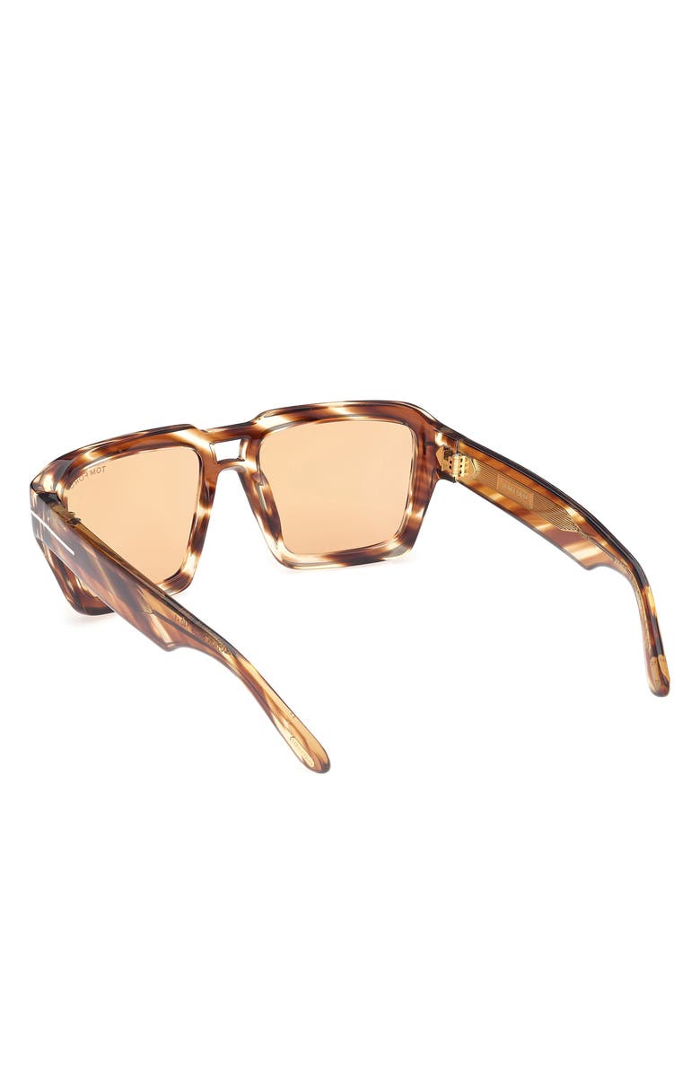 TOM FORD Icon 56mm Navigator Sunglasses, Alternate, color, Striped Brown Yellow/ Orange