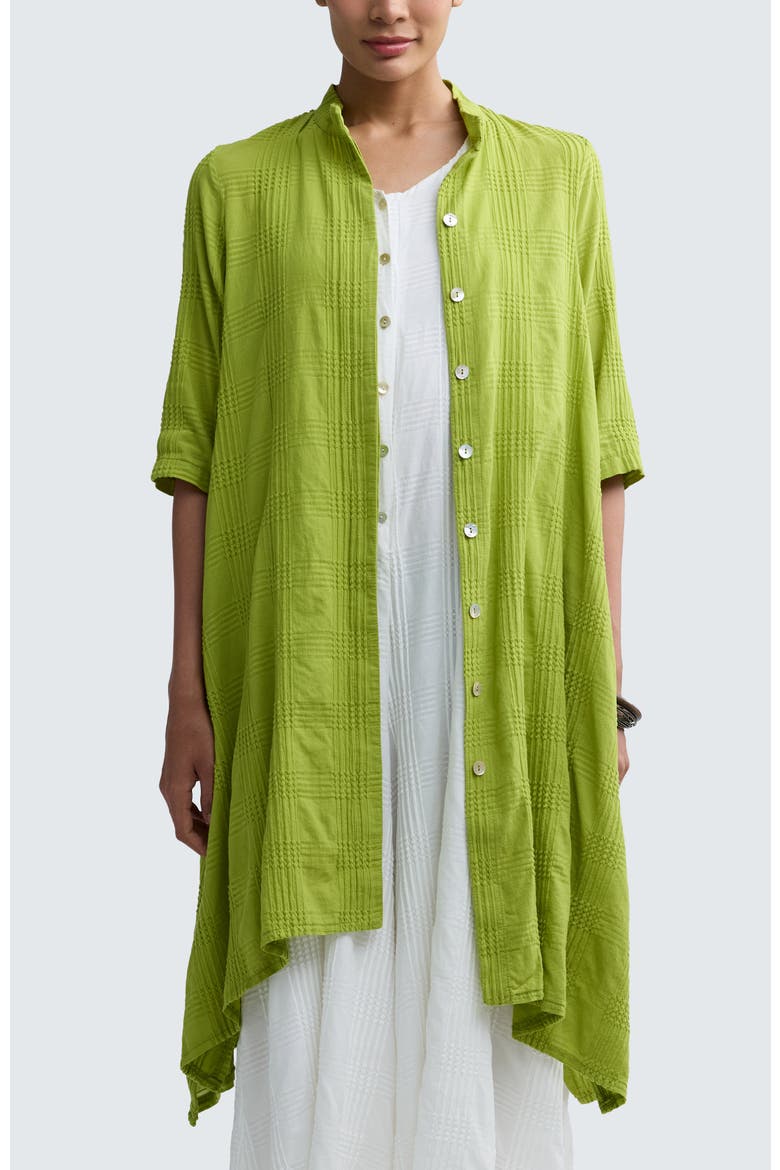 Vela Check-embroidered Shirt Dress, Main, color, Lime