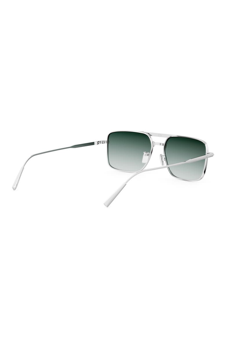 'DiorBlacksuit S17U 54mm Rectangular Sunglasses, Alternate, color, SHINY PALLADIUM / GREEN