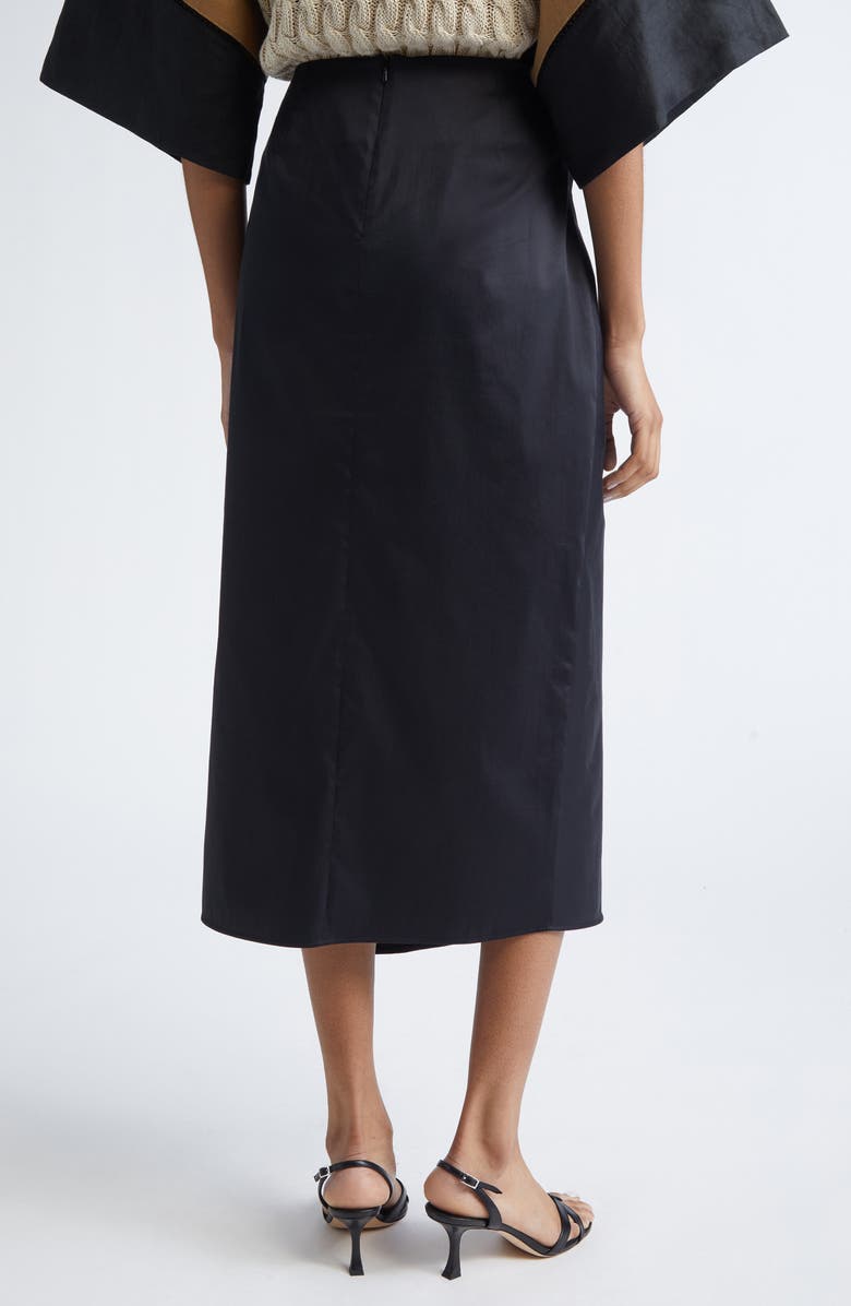 Max Mara Paggi Asymmetrical Stretch Sateen Midi Skirt, Alternate, color, Black
