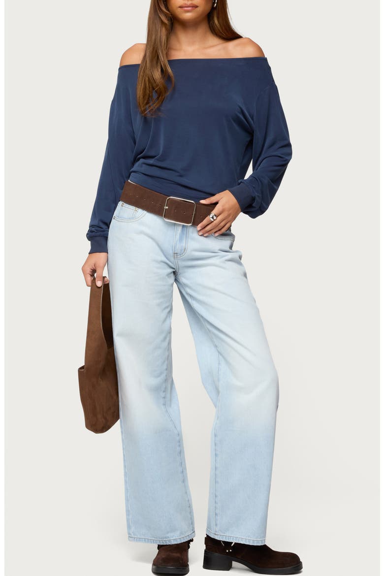Nannie Off the Shoulder Top, Alternate, color, NAVY