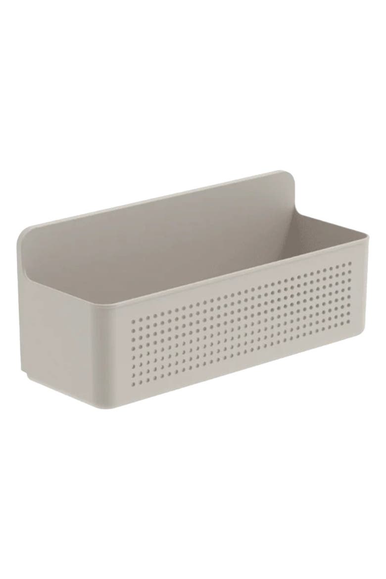 Wall Mounted Adhesive Storage Basket Organizer for Kitchen and Laundry, Main, color, Beige