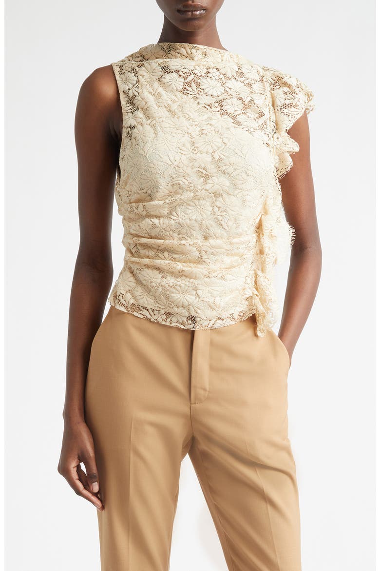 Astrid Lace Ruffle Top, Main, color, CREMA DOLCE