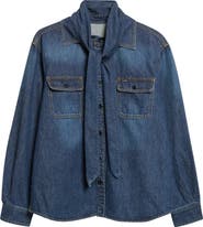 Sacai Tie Neck Denim Button-Up Shirt