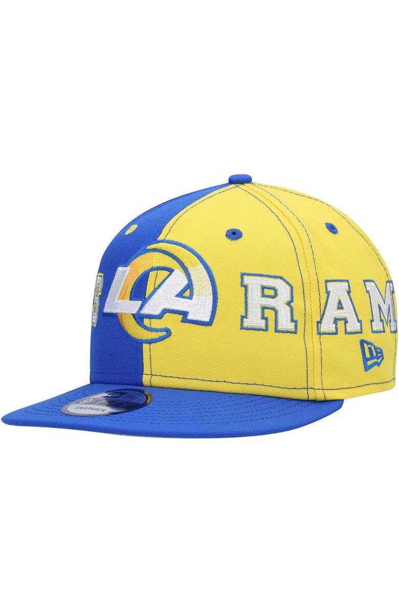 New Era Men's New Era Royal/Gold Los Angeles Rams Team Split 9FIFTY Snapback Hat, Main, color, Royal