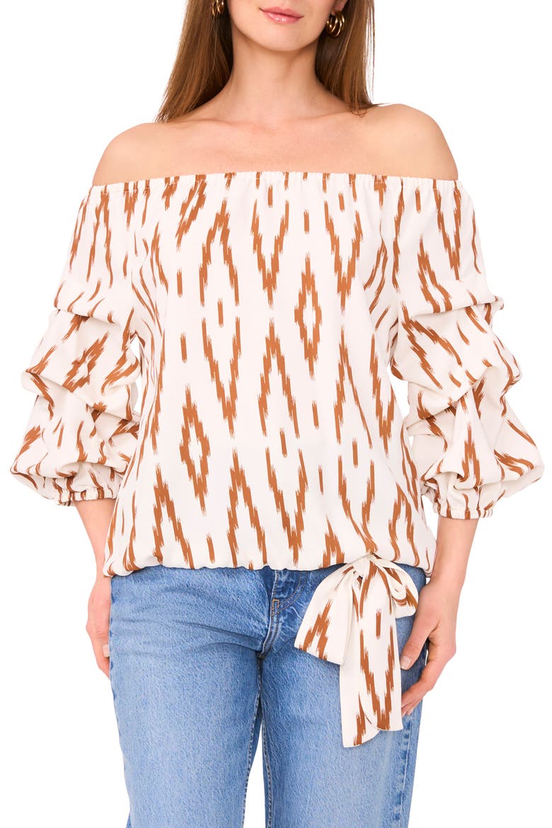 Off the Shoulder Bubble Sleeve Top, Main, color, ARGAN OIL
