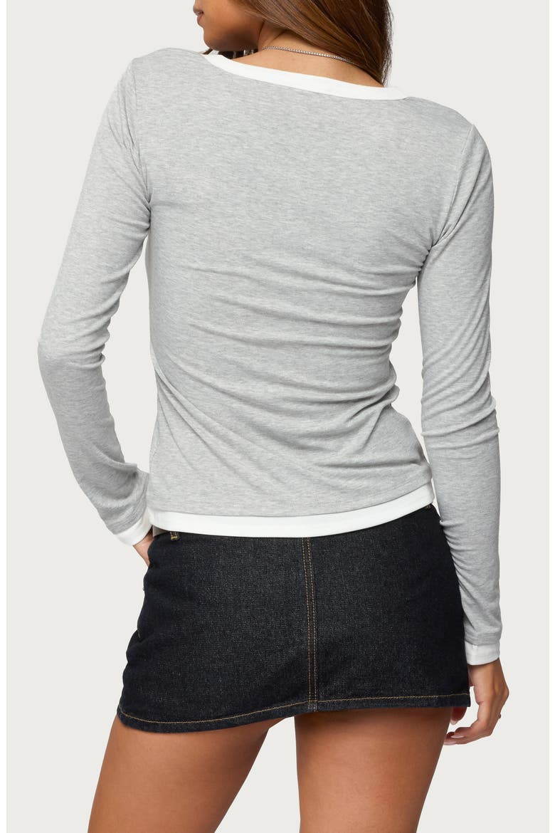 Contrast Layered Look Rib Henley, Alternate, color, GRAY-MELANGE