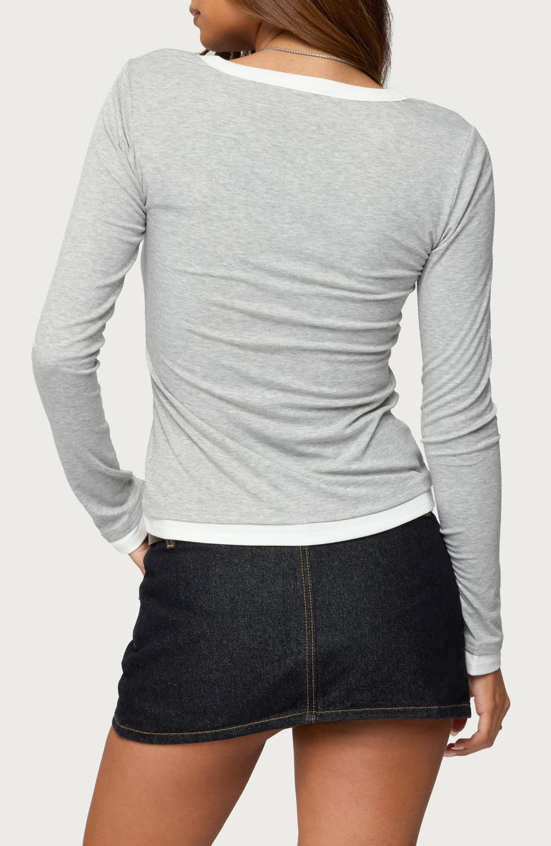 EDIKTED Contrast Layered Look Rib Henley, Alternate, color, 