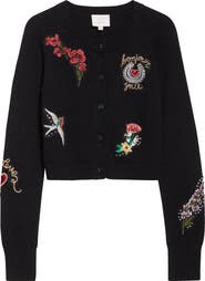Cinq à Sept Millie Western Amour Beaded Embroidery Cotton Blend Cardigan