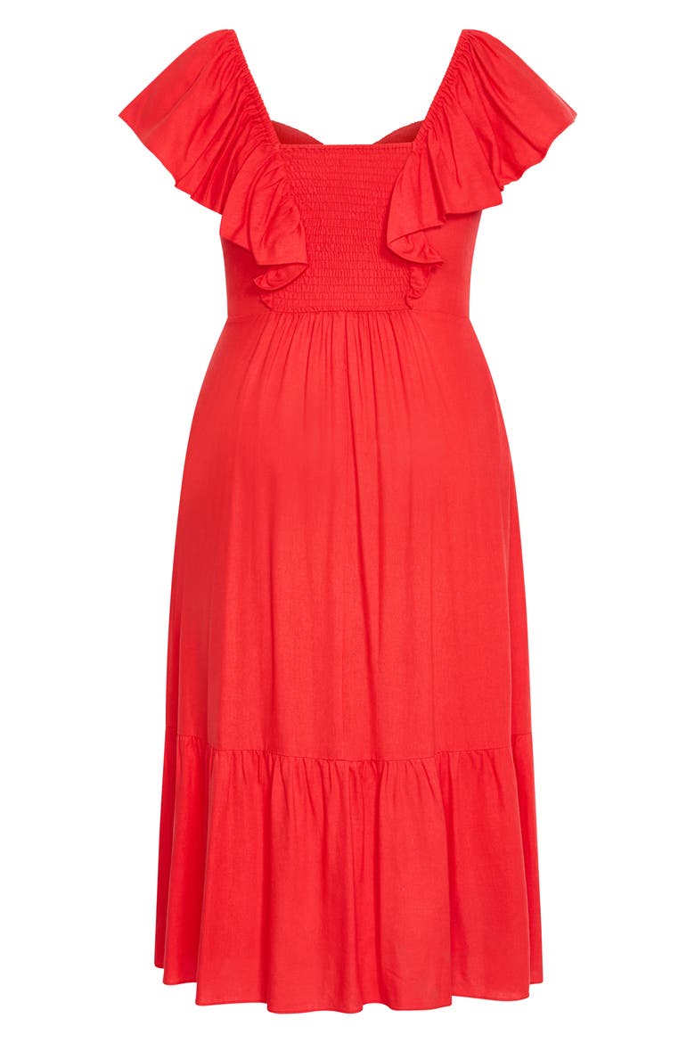 Alora Flutter Sleeve Cutout Maxi Dress, Alternate, color, TIGERLILLY