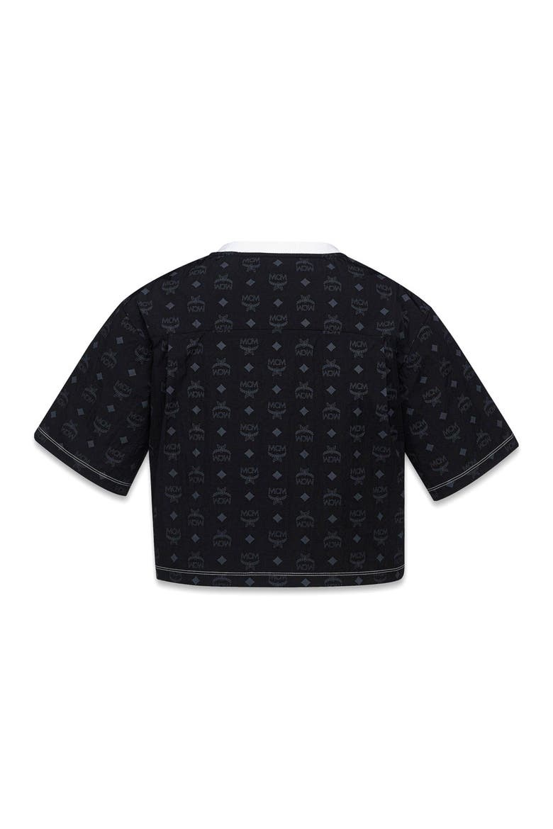 Laurel Cropped T-Shirt in Organic Cotton and Monogram ECONYL, Alternate, color, Black And White