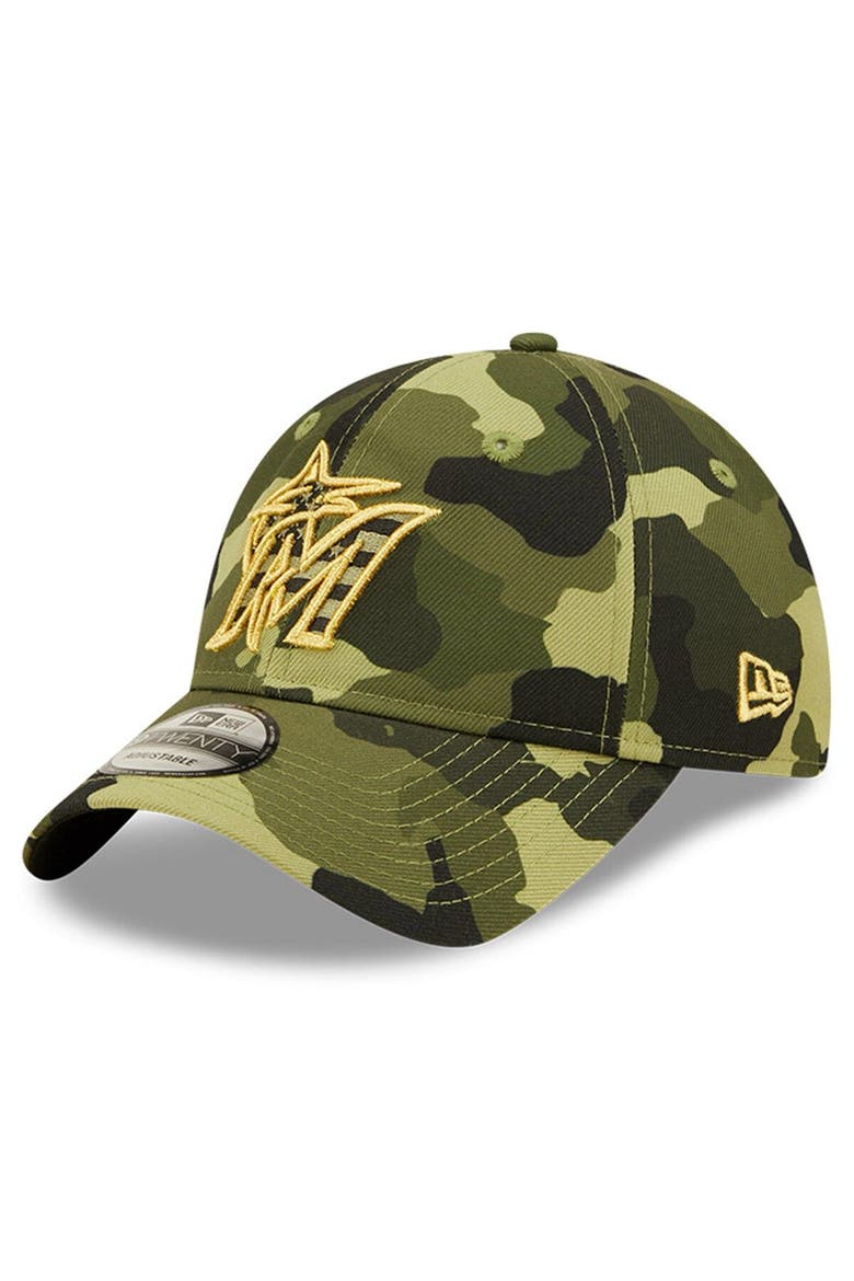 Men's New Era Camo Miami Marlins 2022 Armed Forces Day 9TWENTY Adjustable Hat, Alternate, color, Camo