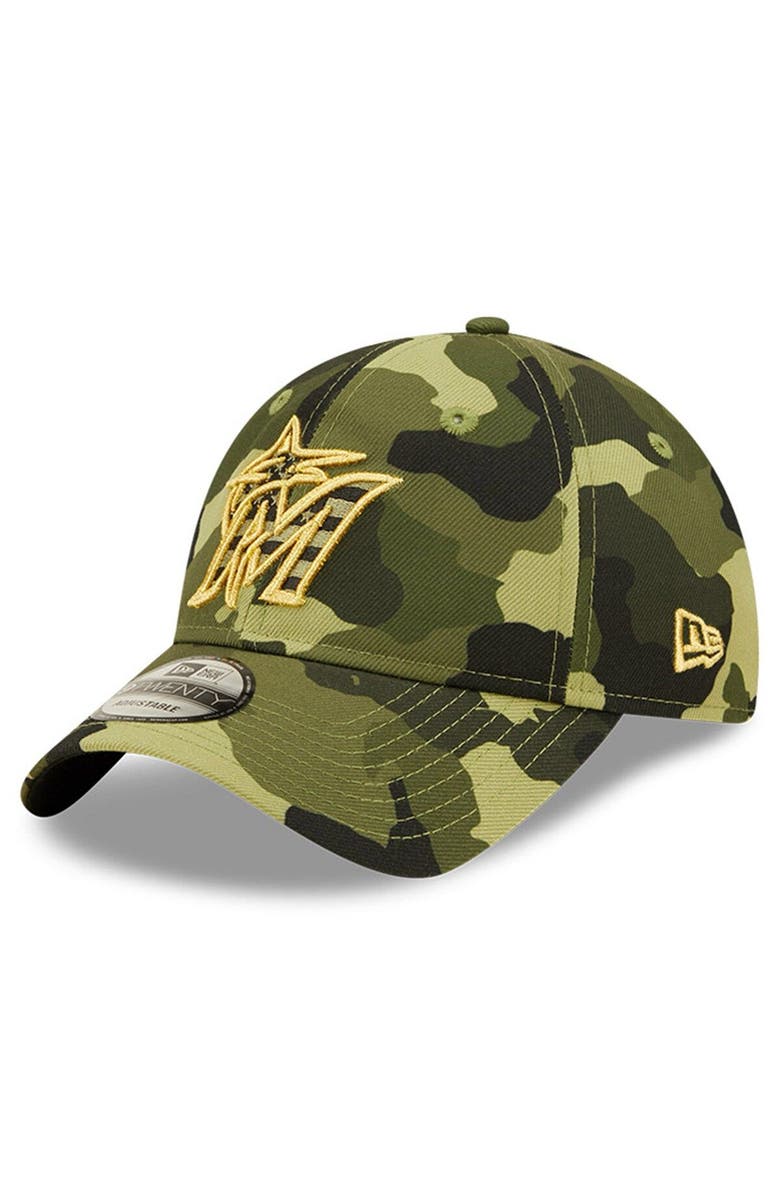 New Era Men's New Era Camo Miami Marlins 2022 Armed Forces Day 9TWENTY Adjustable Hat, Alternate, color, 