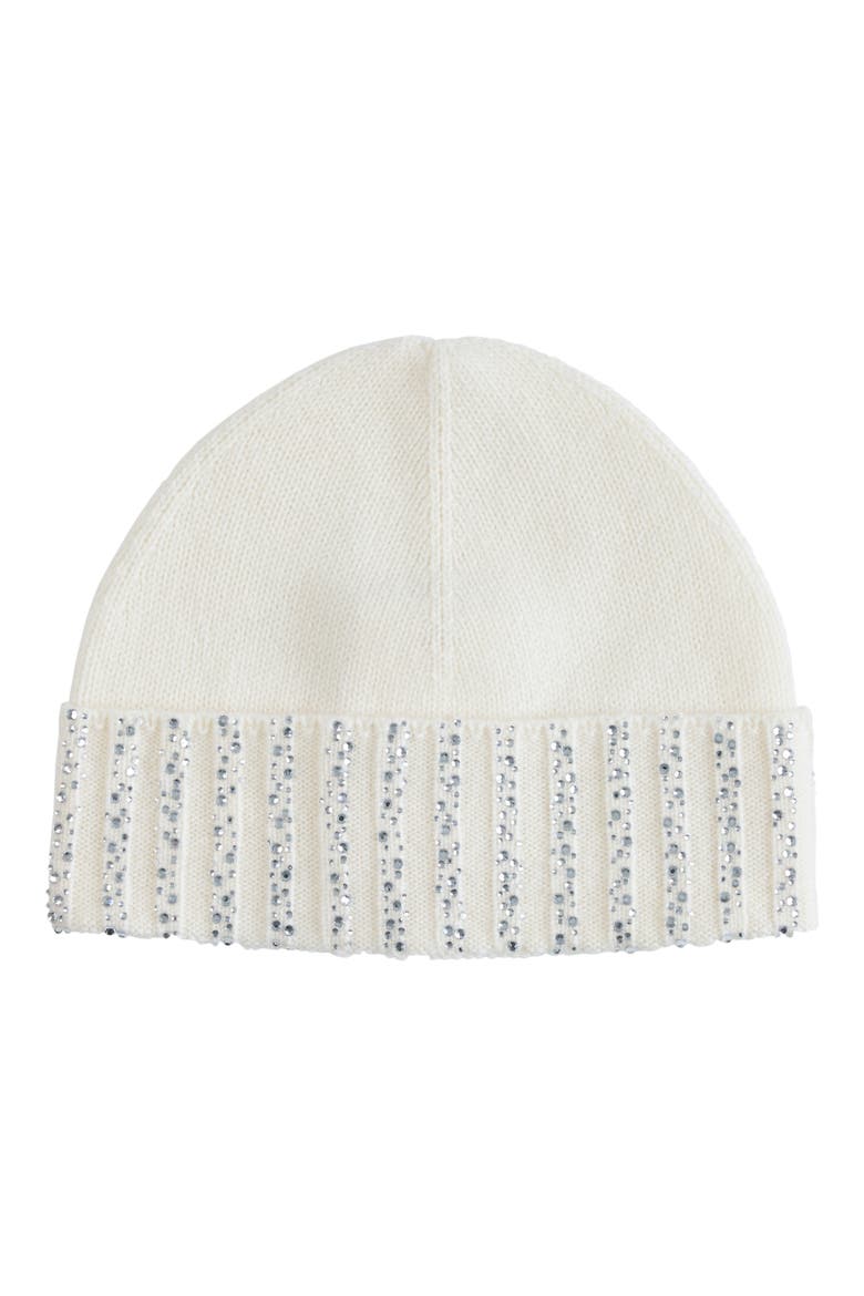 Crystal Cuffed Cashmere Beanie, Main, color, IVORY