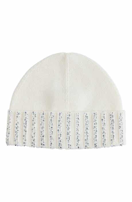 Crystal Cuffed Cashmere Beanie