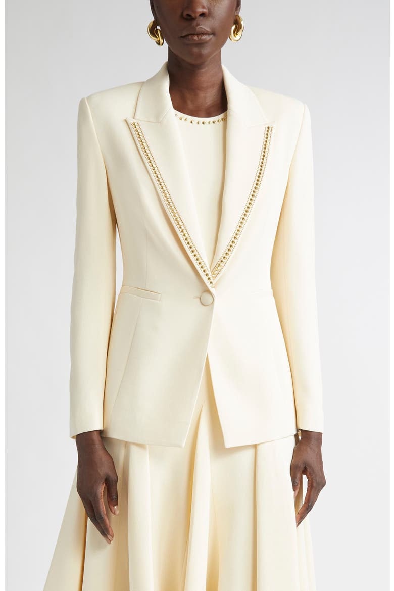 Embellished Stretch Cady Blazer, Main, color, BUTTER