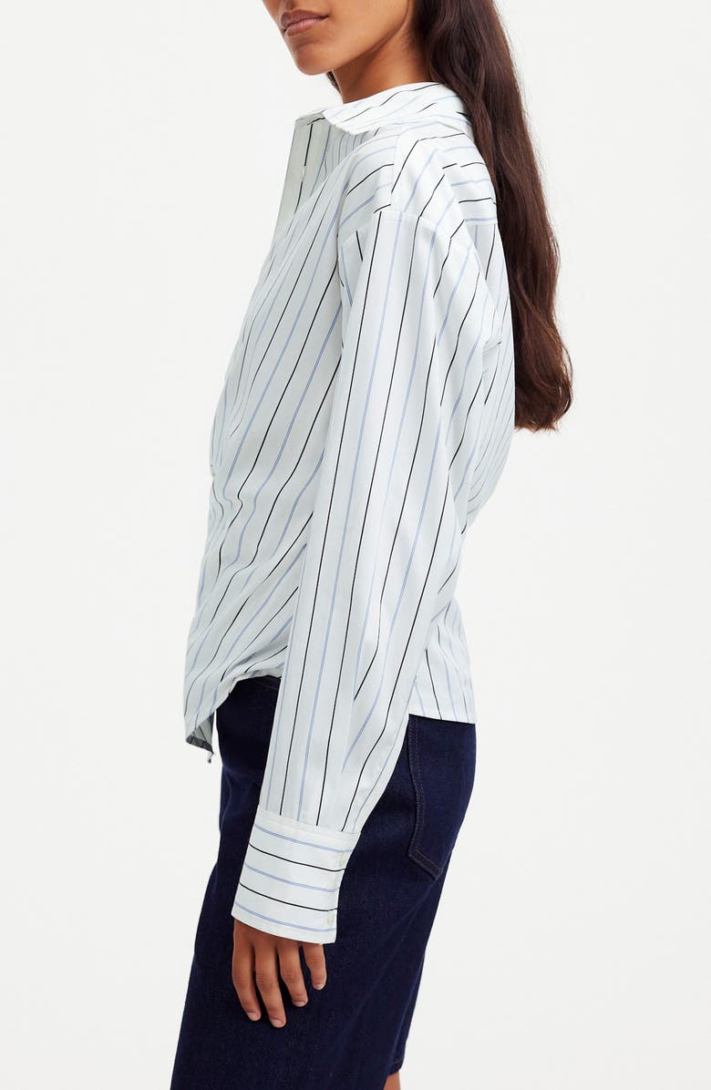 Madewell Stripe Asymmetric Button-Up Shirt, Alternate, color, Hydrangea