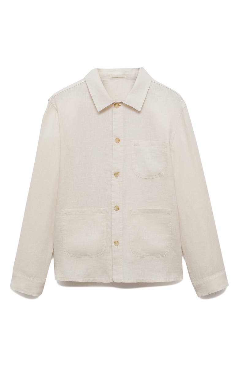 MANGO Linen Button-Up Overshirt, Alternate, color,