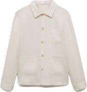 MANGO Linen Button-Up Overshirt