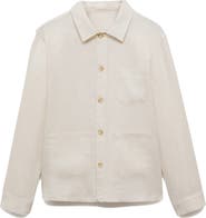 MANGO Linen Button-Up Overshirt