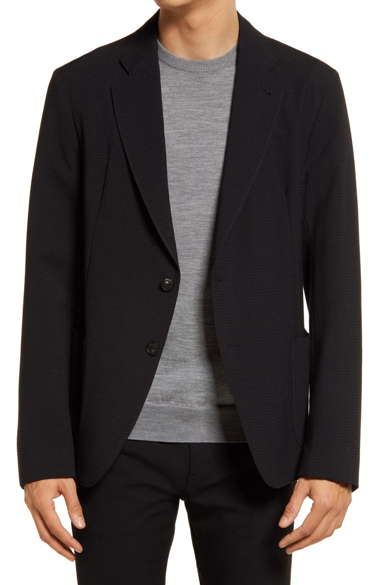 Emporio Armani Rice Stitch Patch Pocket Wool Blend Sport Coat, Main, color, 
